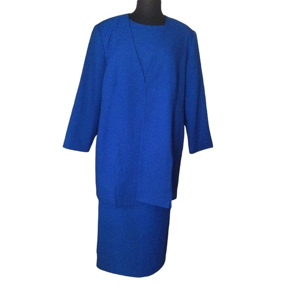 Ben Marc Three Piece Skirt Suit Blue Plus Size - Picture 10 of 12